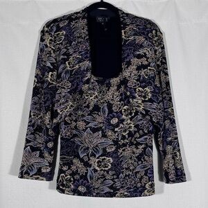 Vintage Xscape Floral Sparkly 2 Piece Tank & Shrug Set